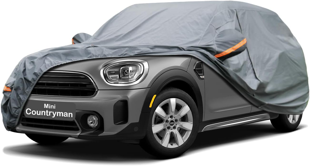 Premium Car Cover Custom Fit Mini Countryman (2010-2025), 16 Layers Heavy Duty Car Cover Waterproof All Weather with Zipper Door for Sun Rain Snow Dust Uv Protection