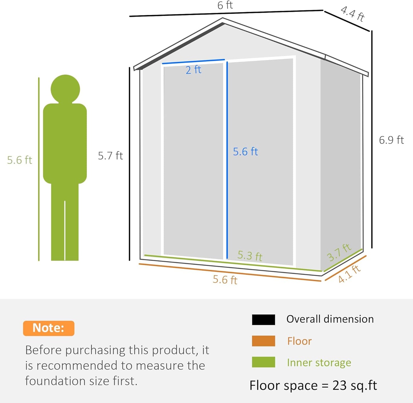 Outsunny 6' x 4.5' Outdoor Storage Shed, Plastic Shed with Vent, Window and Double Lockable Doors, Utility Resin Shed for Patio, Backyard, Lawn, Garage, Gray