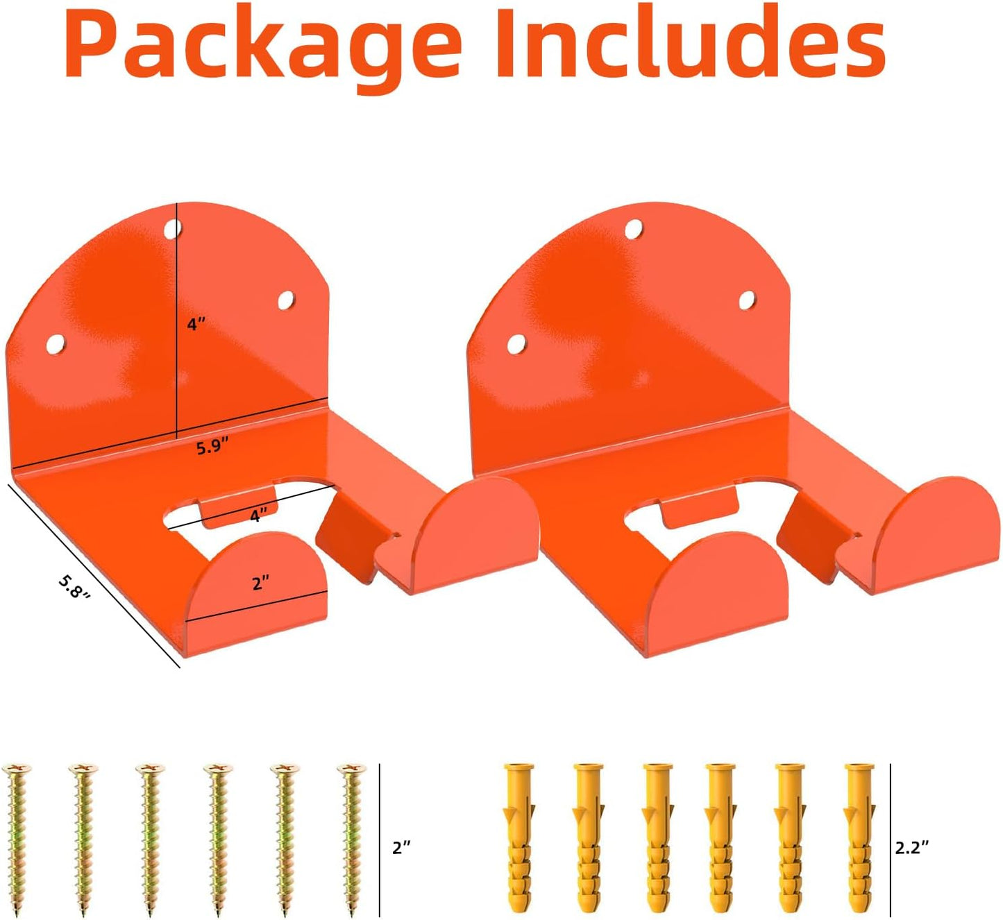 2 Pack Garage Organizer Trimmer Rack, Heavy-Duty Wall Mount Hanger for Grass Trimmer, Weed Eater & Power Tools