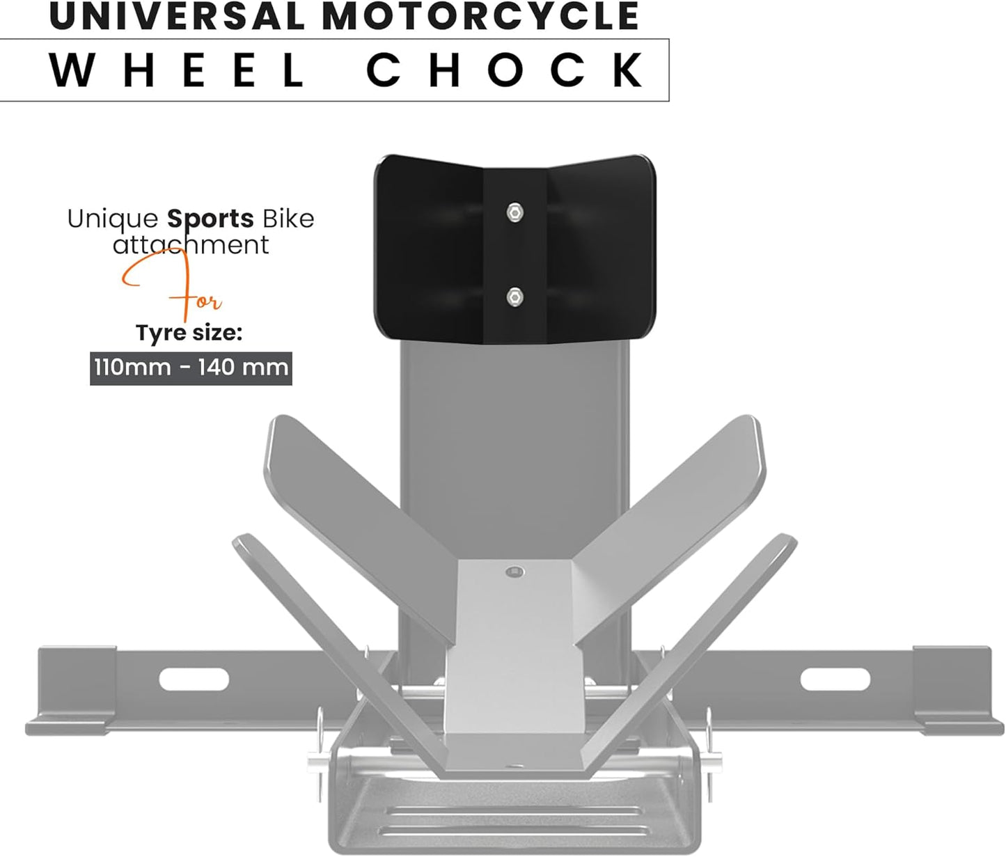 GRAND PITSTOP Universal Wheel Chock for Motorcycle Stand for Trailer Completely Adjustable Detachable Foldable Wheel Chock (Black V2)