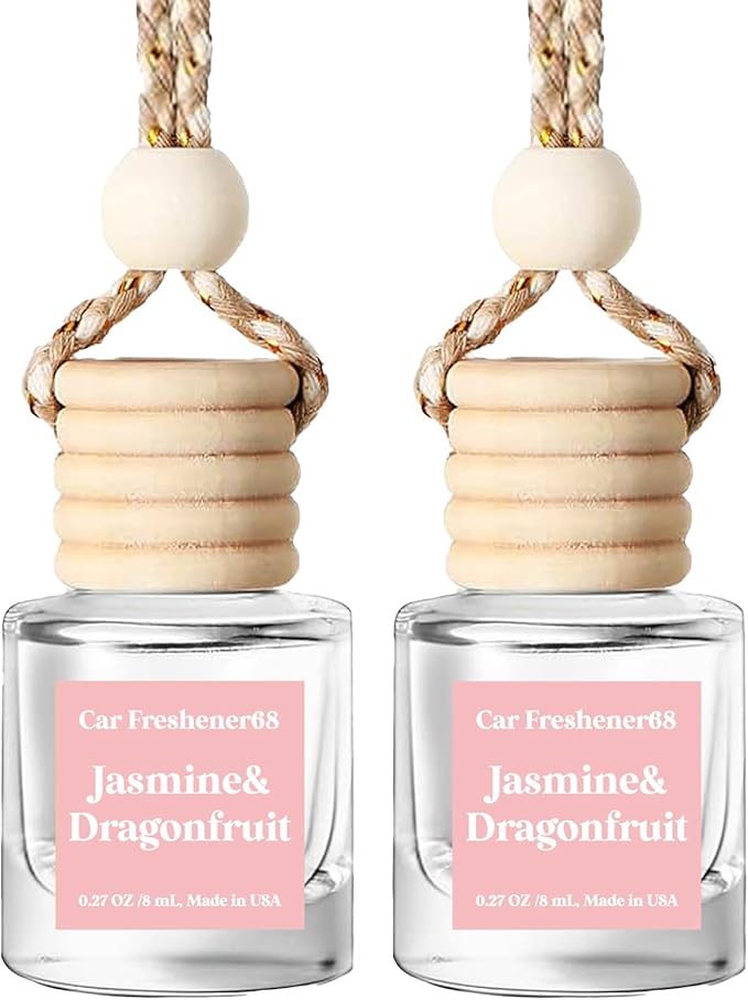 C Classy Car Air Freshener Hanging 2 Pack, Jasmine Essential Oil Diffuser for Cars, Long-Lasting Fragrance, Cute Car Accessories, C ar Fresheners for Women & Men Gift, Made in USA