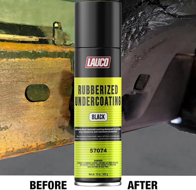 LAUCO Rubberized Undercoating Black 15oz Aerosol Spray Paint Can with Aerosol Spray Gun - Pack of 12