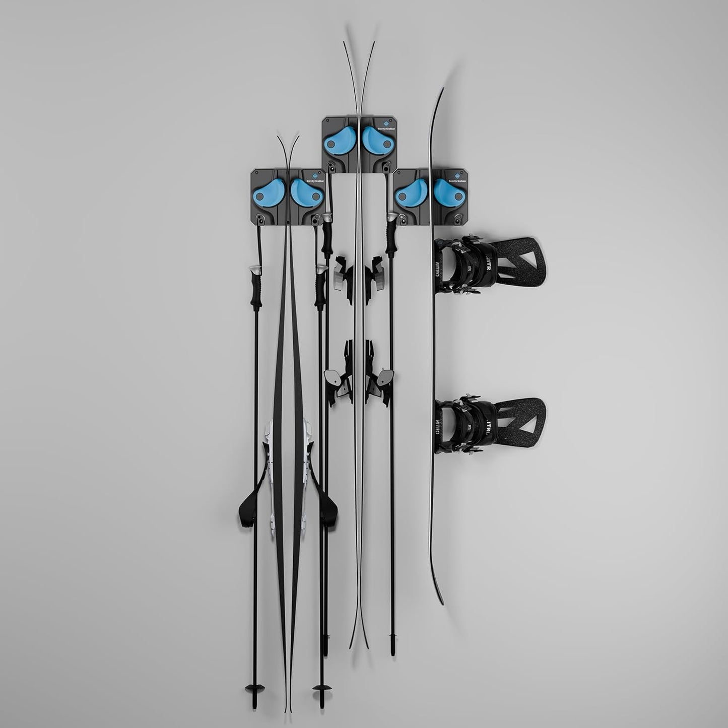 Ultimate Ski & Snowboard Wall Rack | Secure, Non-Slip Storage | Fits Any Ski/Board | Garage Organization | Ski Storage Rack | Snowboard Storage Rack | Winter Gear Organizer | 3 Pck