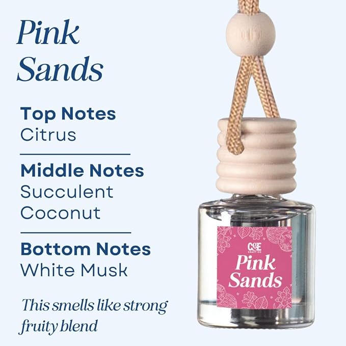 CANDECraftCo Car Air Hanging Fragrance Oil, Car Auto Freshener for Essential Oils, Scents Fragrance Aromatherapy Automobile Diffuser, Long Lasting (Pink Sugar + Pink Sands)
