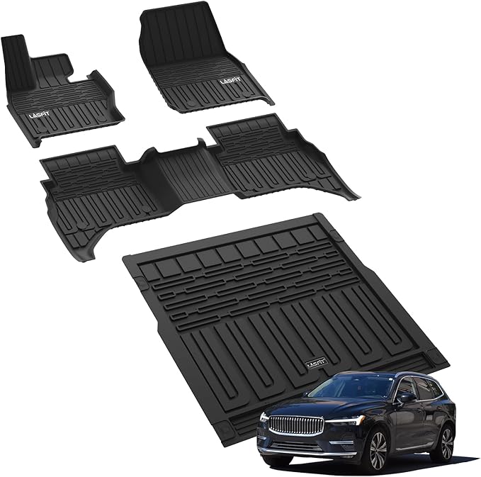 LASFIT Floor Mats & Cargo Mat for Range Rover Sport 2023-2025, TPE All Weather Protection 1st & 2nd Row Rubber Floor Liners for Range Rover Sport Accessories, Black, Easy to Clean