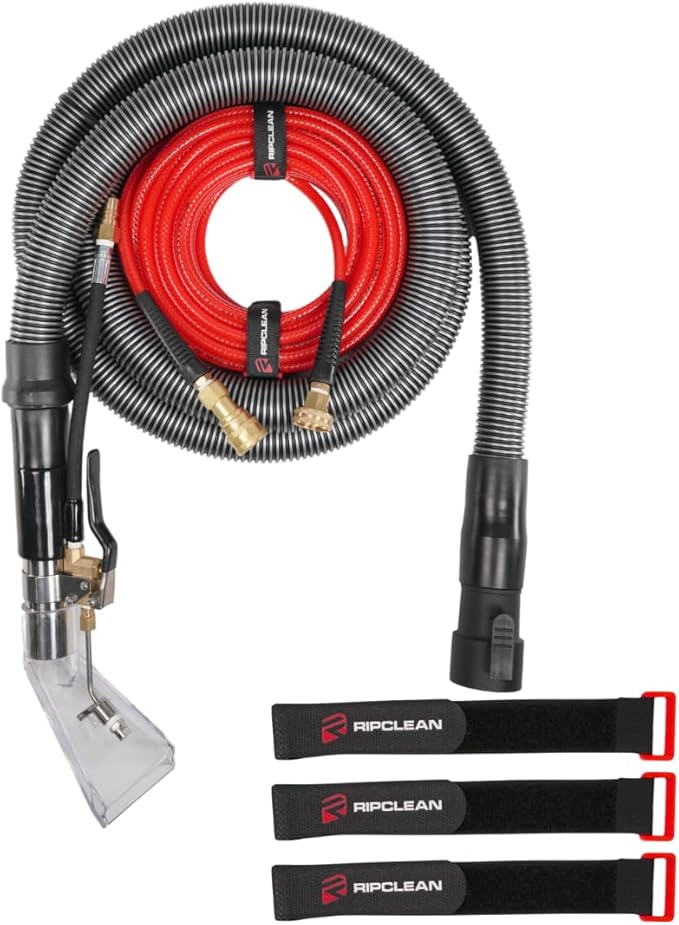 [RIPCLEAN] ORIGINAL Betterextractor Hose Kit Extractor Universal Attachment for Shop Vacuum | Use for Carpet, Rugs, Cars, Upholstery, Stairs, Mattresses | Stainless Steel Hand Tool (50FT Waterline)