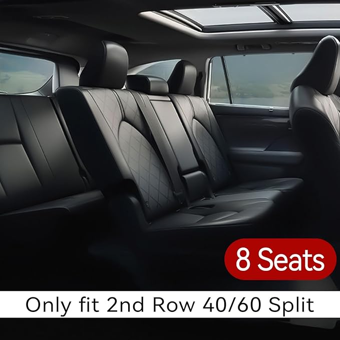 EKR Highlander Seat Covers for SUV Toyota Highlander 2020 2021 2022 2023 2024 2025 2026,2nd Row 40/60 Split,Car Seat Covers Front Seats Back Seat,Waterproof Seat Covers Full Set-Neoprene(Black)