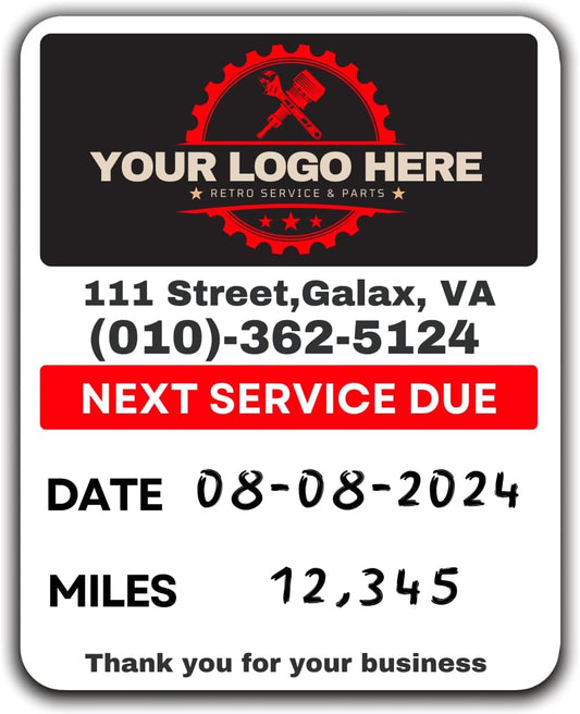 Oil Change Stickers for Windshield Personalized with Your Logo- Custom Oil Change Labels 2''-2.8'', Clear and White Next Service Due Labels for Car Auto Vehicle Window,50-10k Stickers (Small)