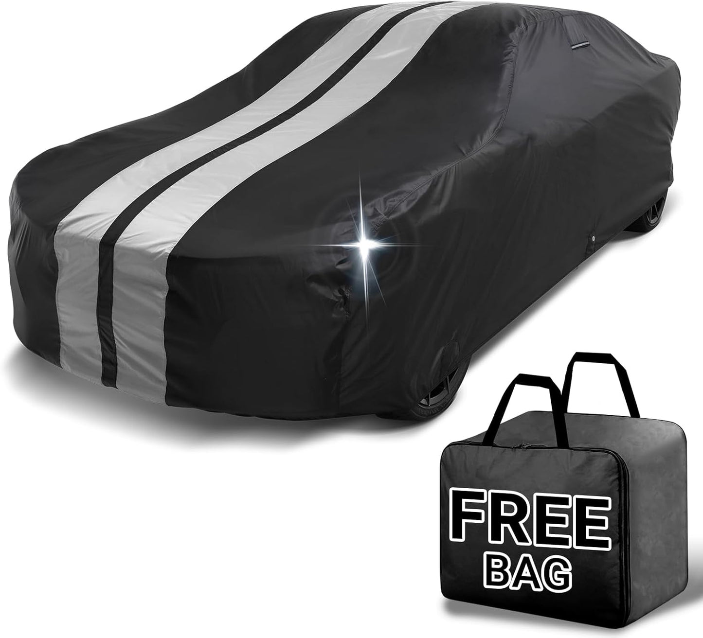 iCarCover Custom Car Cover for Buick Skylark (1980-1985) Waterproof All-Weather Rain Snow UV Sun Protector Full Exterior Indoor Outdoor Car Cover (Stripe - Black/Gray)