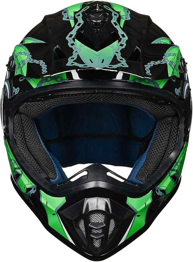 ILM Youth & Kids Dirt Bike Helmets Motocross ATV Dirtbike BMX MX Offroad Full Face Motorcycle Helmet, DOT Approved Model 128YS (Green Black, Youth-Small)