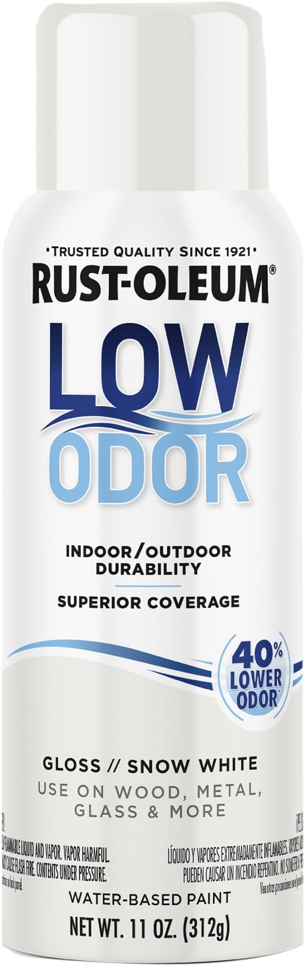 Rust-Oleum Low Odor Premium Spray Paint, 11 oz, Gloss Snow White