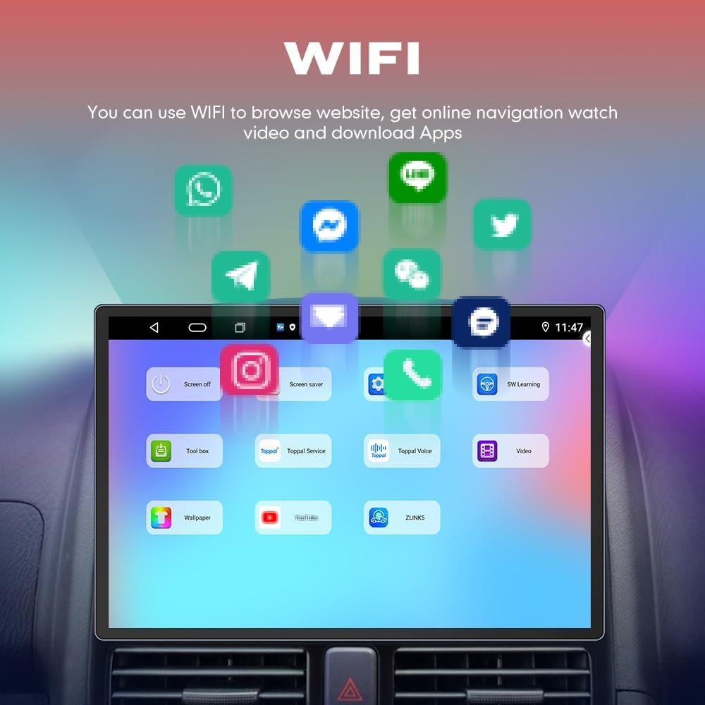 Kunfine Car CarPlay Android Auto Navigation Stereo GPS Radio Camera Display 13.1" QLED Touchscreen Headunit Tablet Media Player for Peugeot 301 2013-2022, if Applicable Octa Core 2G+32G Matte Black