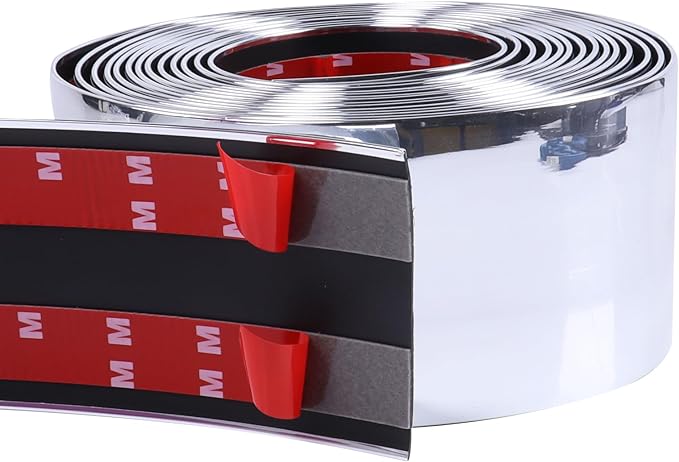 2"(50mm) Automotive Chrome Trim Molding 10FT Heavy Duty Car Side Moldings Self Adhesive UV Protected Scratch-Proof for Truck RV Boat Exterior Interior Body Door Window Bumper