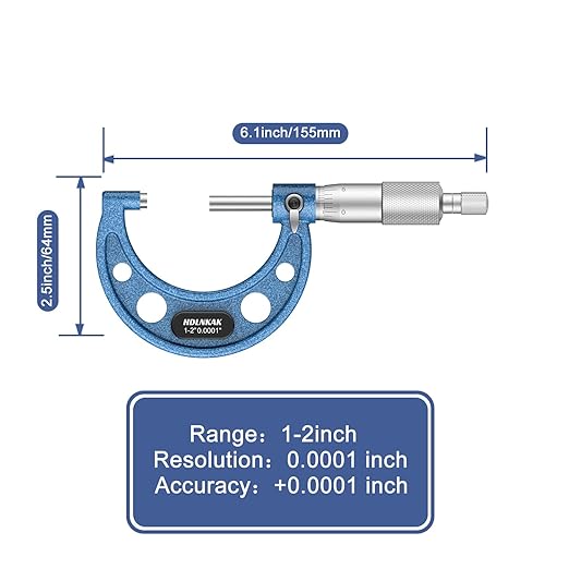 HDLNKAK Outside Micrometer, 1-2" Machinist Micrometer, 0.0001" Graduation Micrometer Set, Alloy Precision Micrometer, Machinist Tool, Micrometer Standard with Case.