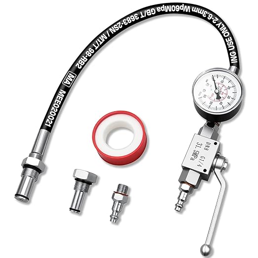 High Pressure Oil System IPR Air Test Tool Kit with Gauge, Compatible with Ford 6.0L-7.3L Powerstroke Diesel Engines