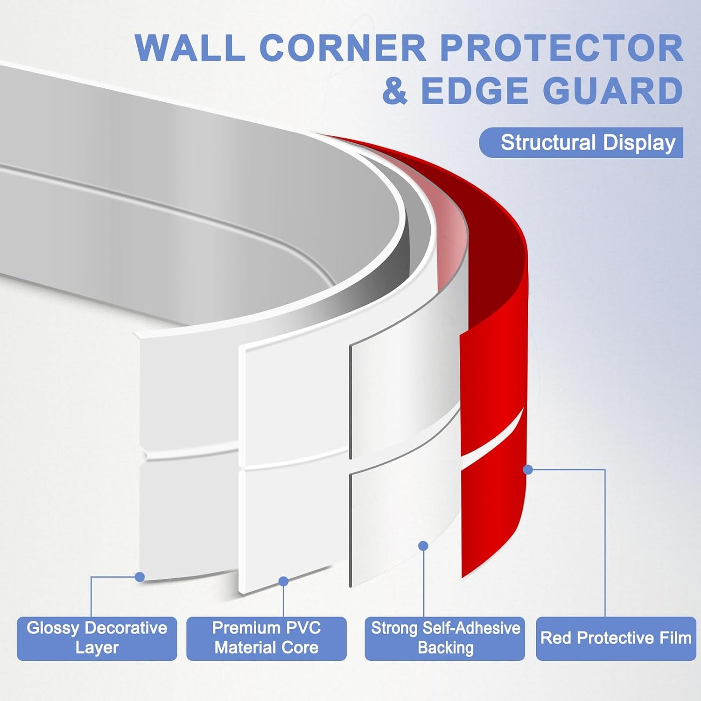 Wall Corner Protector Moulding Trim Peel and Stick Wall Corner Guards Trim Flexible Self Adhesive Edge Protector Moulding, 2.4 in x 20 Ft, Silver