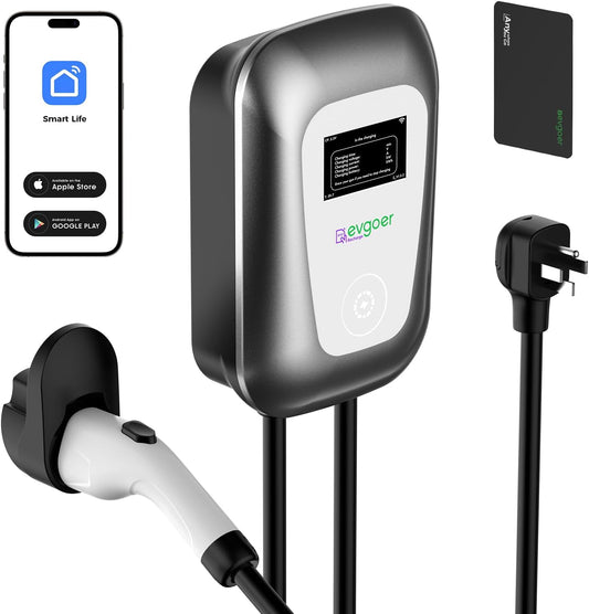 Level 2 Charger with J1772, 40Amps 240V, NEMA 14-50 Plug, ETL/FCC/CE Certified EV Chargers for Home Level 2, 8-40Amps Adjustable Current, Schedule Timer, Compatible with All SAE J1772 EVs