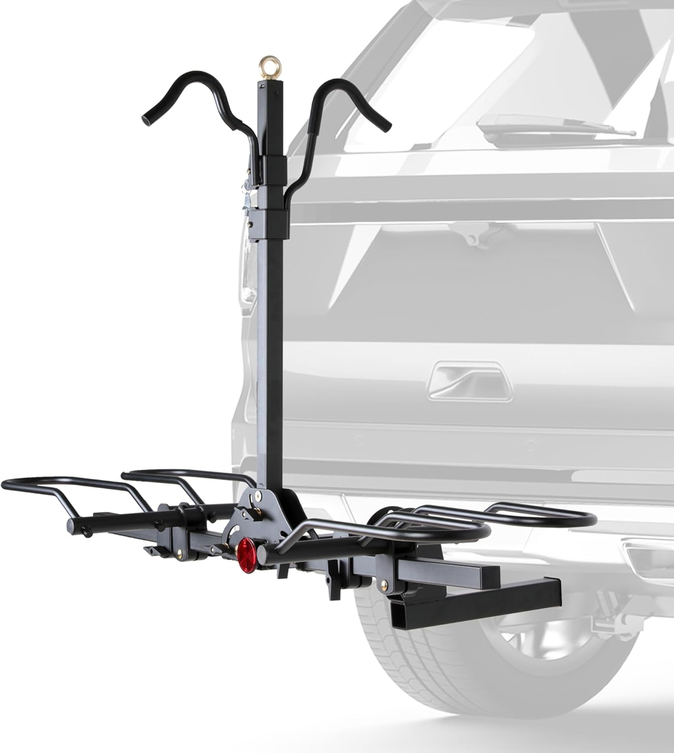 Rockland Foldable 2-Bike Rack with Lock, 200 lbs Capacity, Hitch Mount Bike Rack, Fits up to 5" Fat Tire Width and 50" Wheelbase, Bike Carrier Rack for 2" Receiver for Cars SUVs Vans RVs