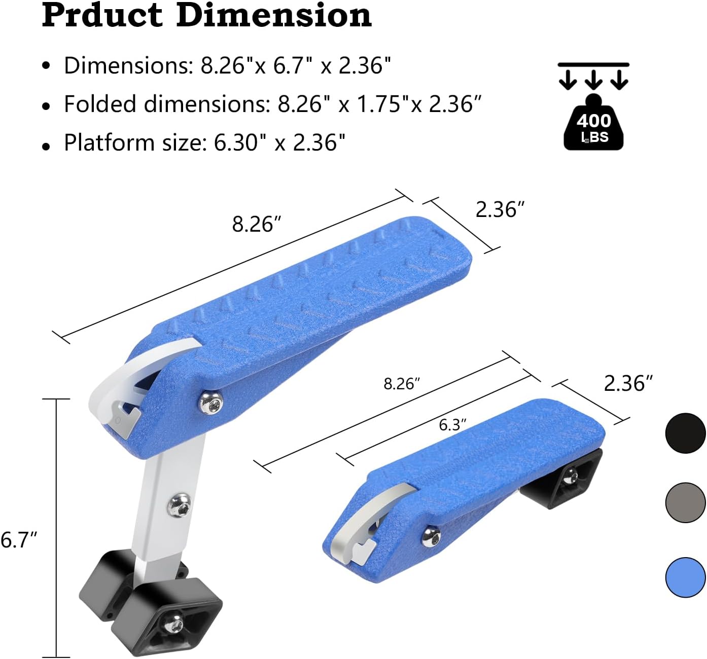 COWVIE Foldable Car Door Step Stand Pedal - Access to Vehicle's Roof Both Feet Wider Stand Pedal for Most SUV Truck Jeep, Max Load 400 Lbs