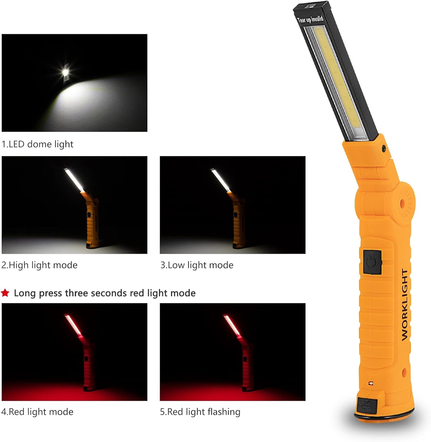 Tool Gifts for Men,Rechargeable LED Work Lights 2-Pack, Magnetic Base, Christmas Gifts for Him, Dad, Handyman - 5 Lighting Modes for Car Repair, Grill, Outdoor Use