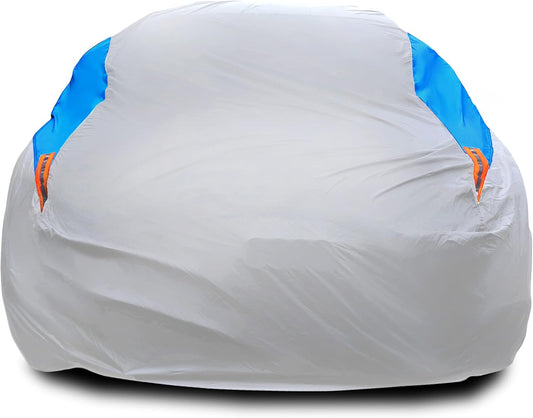 MORNYRAY Waterproof Car Cover All Weather Snowproof UV Protection Windproof Outdoor Full car Cover, Universal Fit for Sedan (Silvery, A6-Fit Sedan Length(207-216 inch)