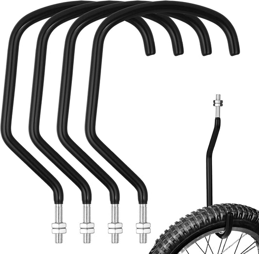 Shimeyao 8 Pcs Machine Thread Bicycle Storage Hook with Nut Heavy Duty Bike Hooks M10 x 1.5 Machine Threading Hook Rubber Coated Bicycle Hanger for Hanging Large Mountain Bike Tire (4.92 Inch,Black)