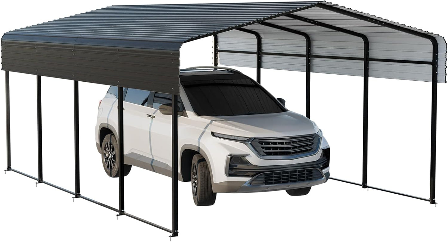 Metal Carport 13 * 20 FT with Enhanced Base Heavy Duty Garage with Galvanized Steel Roof Multi-Use Shelter Outdoor for Car, Pickup, Boat and Tractors