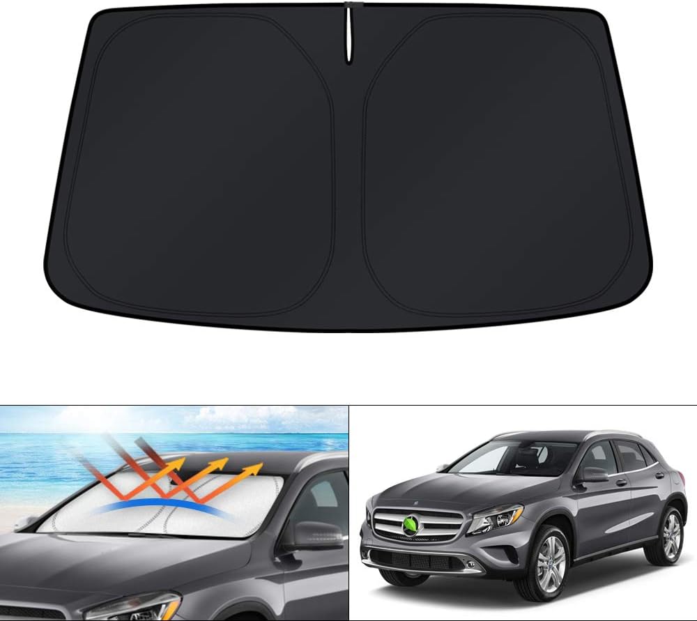 KUST Windshield Sun Shade for 2014-2020 Mercedes Benz GLA 180 200 220 250 Accessories Custom Fit Window Sunshade Foldable Sun Visor Protector Blocks UV Rays Keep Your Car Cooler