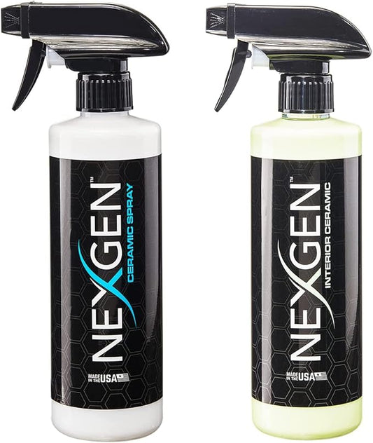 Nexgen Exterior Ceramic Spray & Interior Ceramic Spray - Complete Ceramic Coating Pack for Interior and Exterior to protects your vehicle from Environmental Contaminants (16 oz)