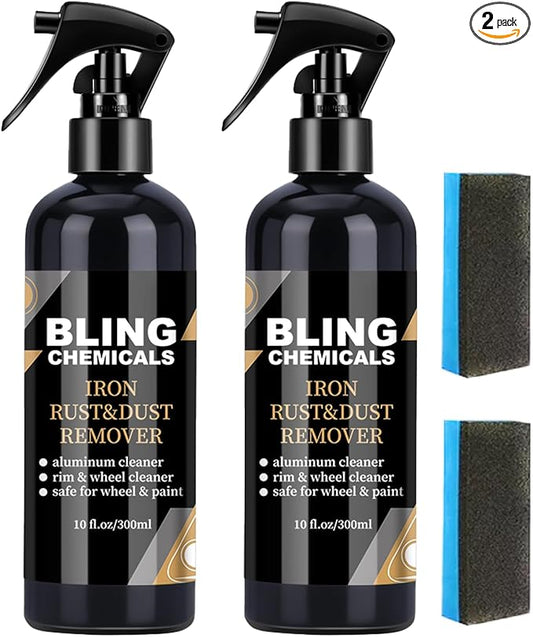 Rim & Wheel Cleaner Spray, Removes Brake Dust & Grime, Non-Acidic Tire Cleaner, Detail Products, Purple Color Changing, Rust for Most Wheel, 10 fl oz (2PCS)
