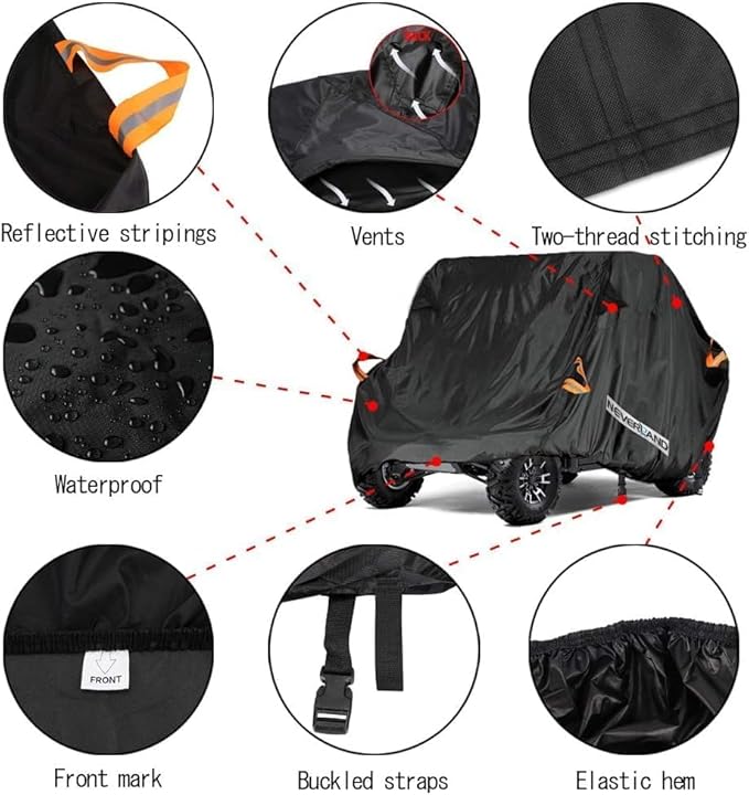 NEVERLAND UTV Cover Waterproof - All Weather Protection UTV Cover Compatible with RZR Polaris Ranger Yamaha Rhino Can-Am Commander Defender Honda Pioneer Sxs