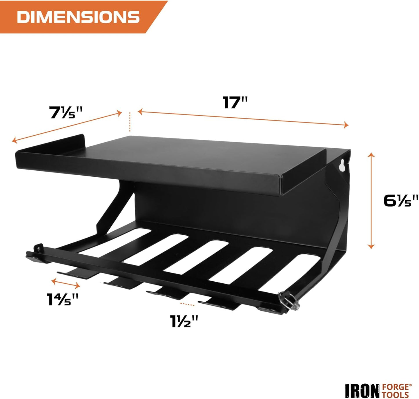 Metal Power Tool Organizer Wall Mount - 5 Drill Holder Cordless Powertool Dock, Enclosed Utility Trailer & Garage with Locking Rack