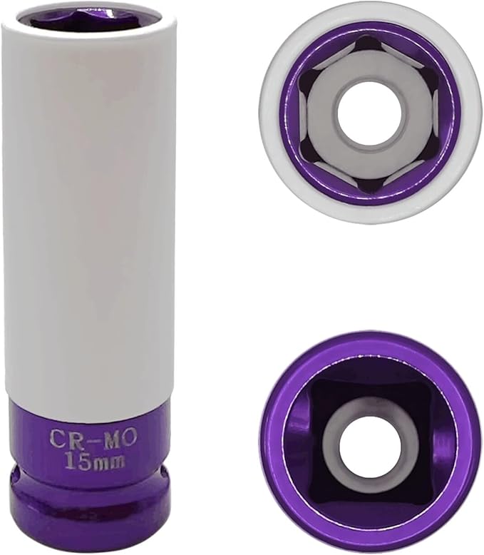 15mm 1/2" Drive Wheel Protector Impact Socket - Thin Wall Deep Socket for Lug Nuts