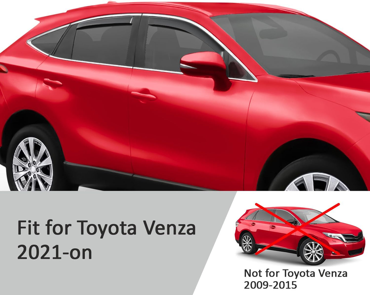 Voron Glass in-Channel Extra Durable Rain Guards for Toyota Venza 2021-2025, Window Deflectors, Vent Window Visors, 4 Pieces - 200683