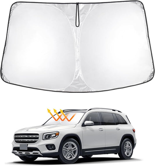 T TGBROS Windshield Sun Shade Custom Fit for 2020-2023 2024 2025 GLB Accessories Foldable Sun Shield Reflective Polyester Sun Visor Cover Block Heat and Sun Protection