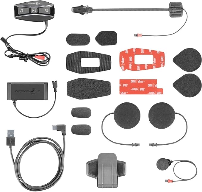 Interphone UCOM4 - Motorcycle Bluetooth Communication - 4 Riders up to 1.6 Km Range - Battery 15Hr - Helmets Headset Compatible TFT and GPS - DSP and Noise Control - Waterproof IP67 - Single Pack