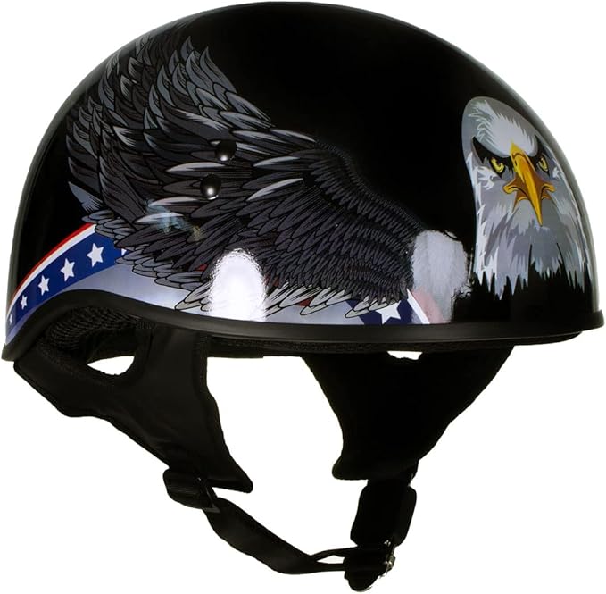Hot Leathers Advanced Motorcycle DOT Skull Cap Classic Half Helmets Biker HLT
