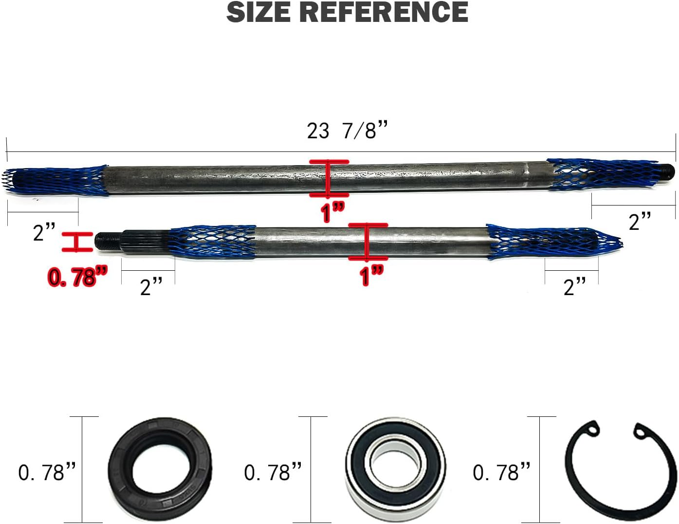 LOSTAR Golf Cart Driver/Passenger Side Rear Axle Shaft with Bearing Seal Kit Compatible with 1994-2013 EZGO TXT Medalist Replacement OEM# 20377G11 20377G12