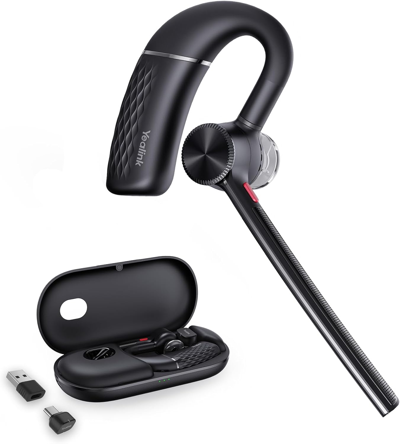Yealink Bluetooth Headset BH71 Pro,Teams Zoom Certified,Single Ear Wireless Headset with Charging Case,Bluetooth Earpiece with Noise Canceling Mic,Type-C/A USB Dongle,Connect Mobile/Mac/PC,