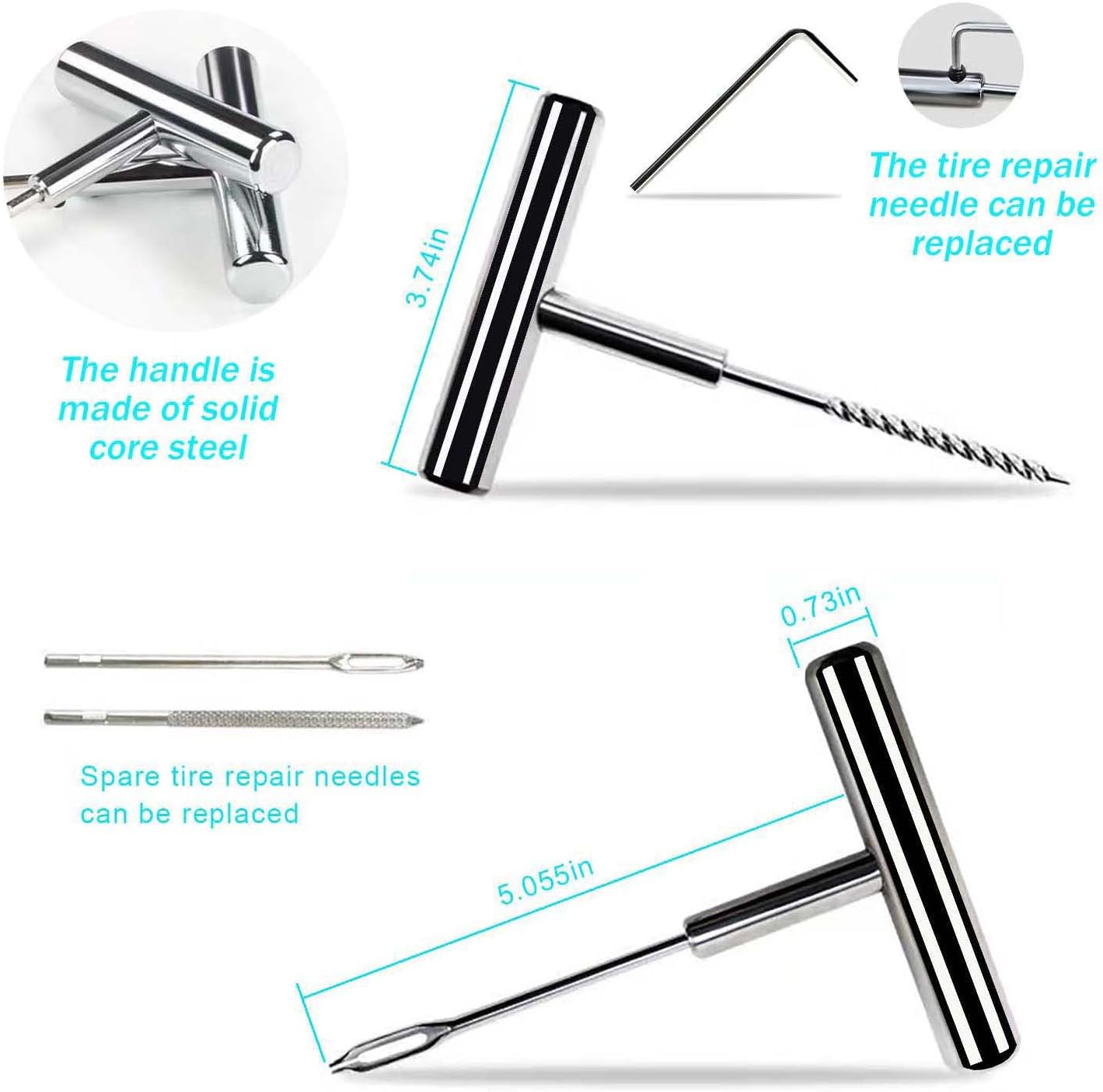 Tire Repair Kit,46pcs Heavy Duty Tire Plug Kit, with Universal Tire Patch Kit to Plug Flats for Car/Motorcycle/Truck/Tractor/Trailer/RV/ATV