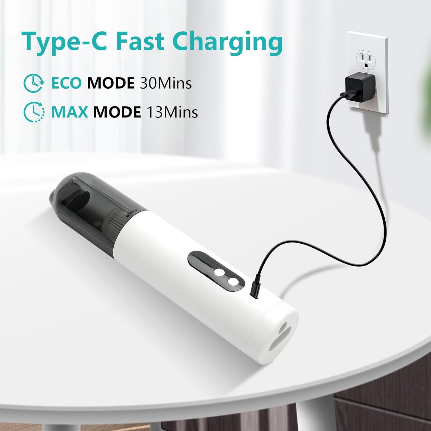 Mini Car Vacuum, 5 in 1 Cordless Handheld Vacuum Cleaner 16800Pa Suction Power, Type-C Charge & LED Display, Multi-Nozzles, Blowing & Inflating Lighting Modes Portable Vacuum for Car Office Pet Home