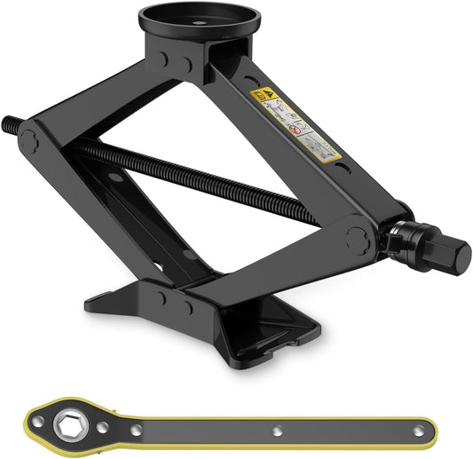 Car Jack Kit 2.5 Ton Scissor Jack with Ratchet Wrench, Tire Changing Kit Compatible with Various Circular Jack Pads