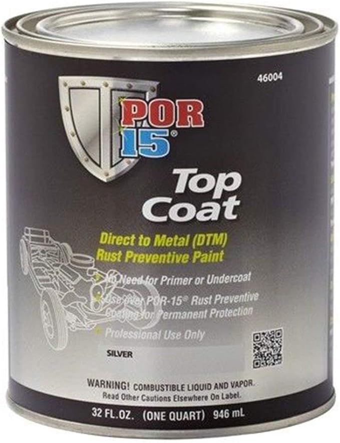 POR-15 Top Coat Paint, Direct to Metal Paint, Long-term Sheen and Color Retention, 32 Fluid Ounces, Silver