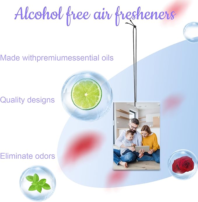 Custom Air Freshener for Car - Double Sided Photo Personalized Car Scents Air Freshener, Smell Air Fresheners With Picture for Wardrobe, Bathroom,Hanging Ornaments (lozenge)