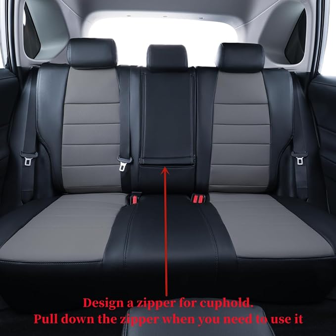 coverdream Rav4 Waterproof Leather Seat Covers Custom Fit for 2019-2024 2025 Toyota Rav4 Hybrid (Not for XSE/SE/Plug-in Hybrid),Full Coverage,Airbag Compatible,Car Seat Protector(Full Set,Black/Gray)