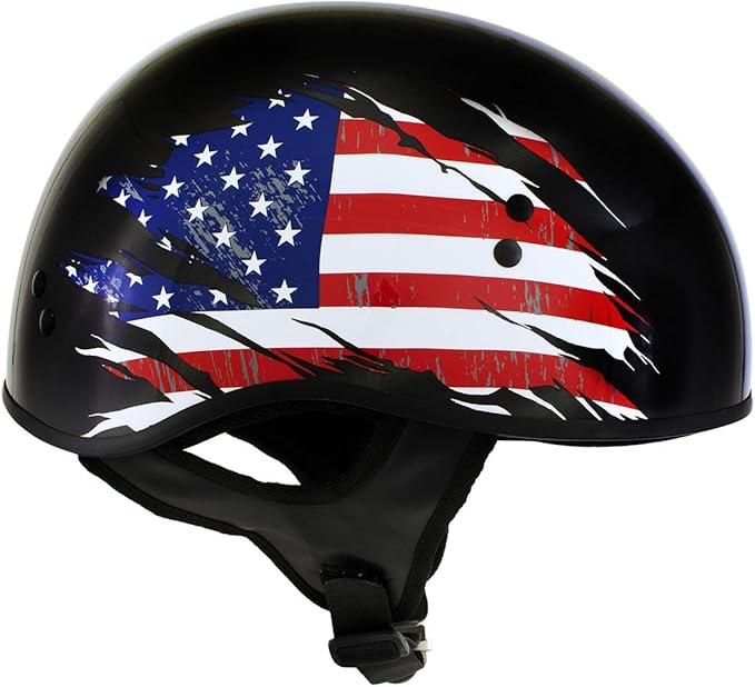 Hot Leathers Advanced Motorcycle DOT Skull Cap Classic Half Helmets Biker HLT