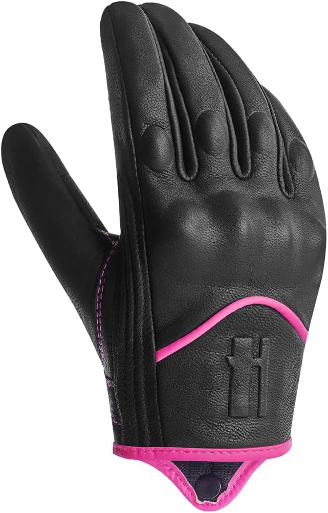 Harssidanzar Women's Motorcycle Gloves,Leather Motorcycle Gloves, Motorbike Gloves, Road Racing, Cycling, Climbing, Powersports Gloves Touchscreen GL016