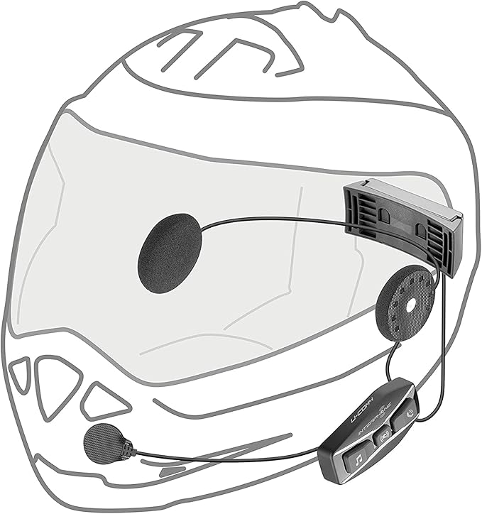 Interphone UCOM4 - Motorcycle Bluetooth Communication - 4 Riders up to 1.6 Km Range - Battery 15Hr - Helmets Headset Compatible TFT and GPS - DSP and Noise Control - Waterproof IP67 - Single Pack