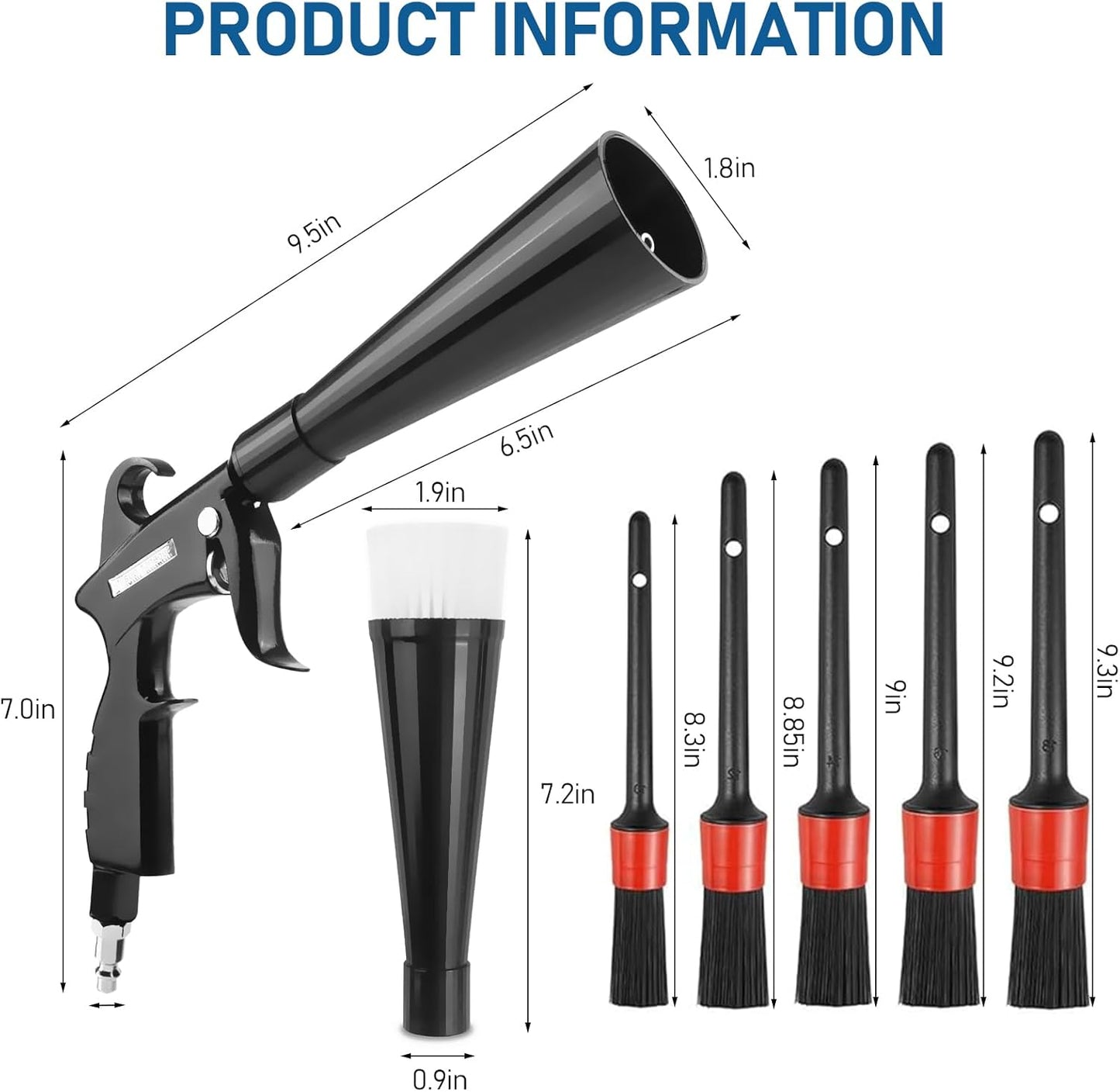 Tornado Car Cleaning Air Blow Gun – High Pressure Interior Detailing Tool with 360° Swivel Nozzle, Pneumatic Dust Blower for Auto Carpet Seats Dashboard Console Cleaning.