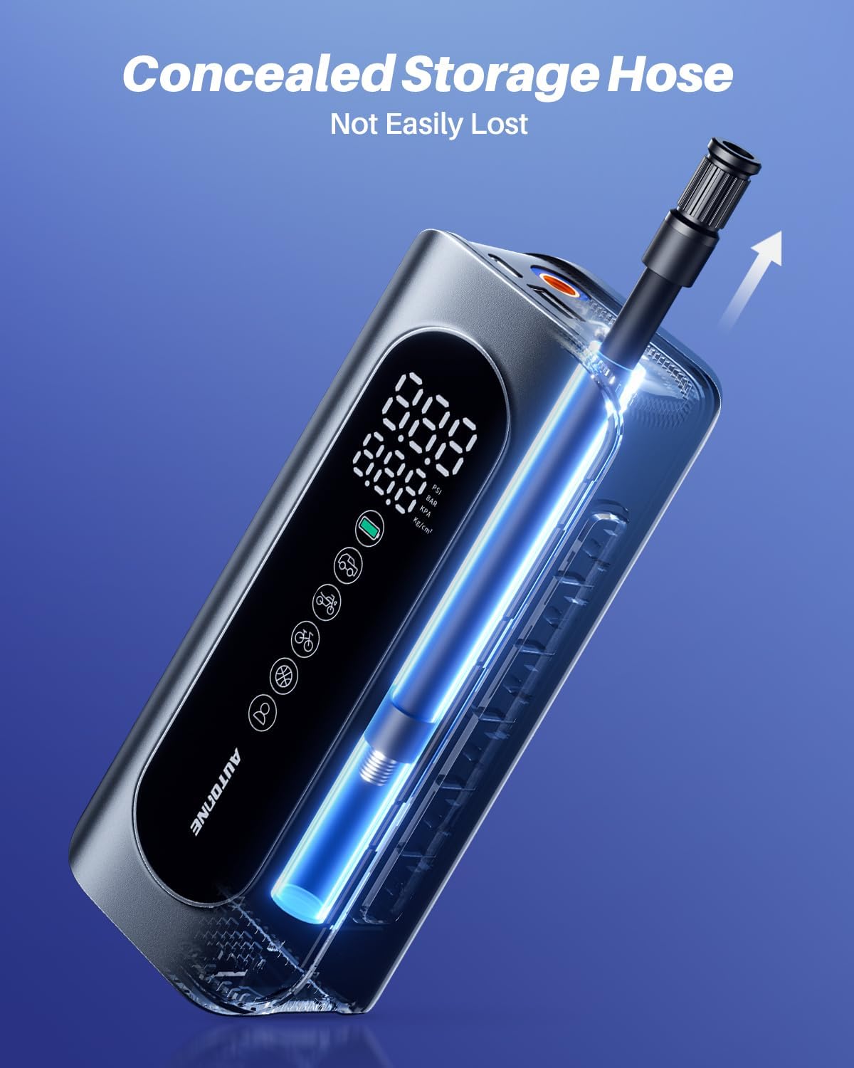 AUTOONE Tire Inflator Portable Air Compressor, 150PSI Air Pump for Car Tires with Tire Pressure Gauge, 3X Faster One Click Smart Cordless Tire Air Pump for Car, Motorcycle, Bike, Ball and More